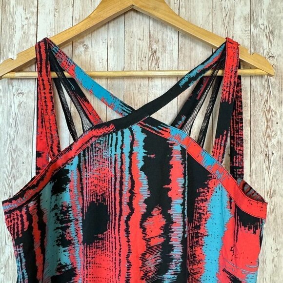 Fabletics Womens Liza Romper Stretch Waist Strappy Sleeve Watercolor Small - Picture 4 of 12